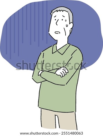 Illustration of an anxious elderly man