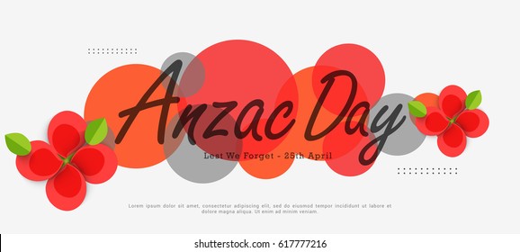 illustration Of Anzac Day With Poppy Flower Background.