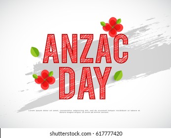 illustration Of Anzac Day With Poppy Flower Background.