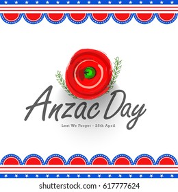 illustration Of Anzac Day With Poppy Flower Background.