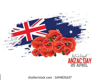 Ilustración del Día de Anzac Silhouette de los soldados que luchan en la batalla se llenó con un soldado que soplaba cuerno como fondo y con flores de amapolas