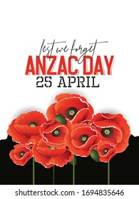 Illustration of Anzac Day Silhouette  of soldiers fighting in battle filed with a soldier blowing horn as a background and with poppies  flowers