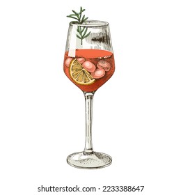 Illustration of Aperol Spritz cocktail.