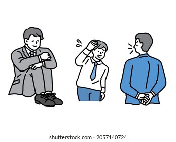  An illustration of an apology, apology, depression, or failure at work.Fatigue, motivation, irritation, motivation.