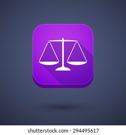 Illustration of an app button with a justice weight scale sign