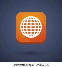 Illustration of an app button with a world globe
