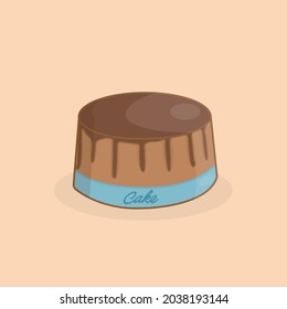 Illustration of appetizing chocolate cake in minimalism