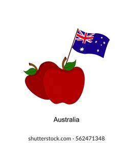 Illustration of Apple, Australia Flag, Apple with Australia Flag