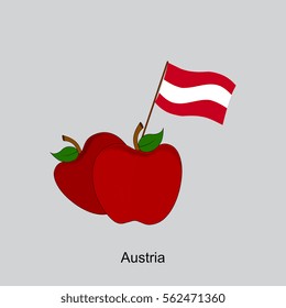 Illustration of Apple, Austria Flag, Apple with Austria Flag