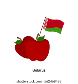Illustration of Apple, Belarus Flag, Apple with Belarus Flag