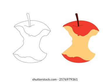 Illustration apple bite unique design with blank background