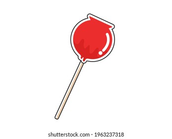 Illustration of apple candy on a Japanese festival stall.