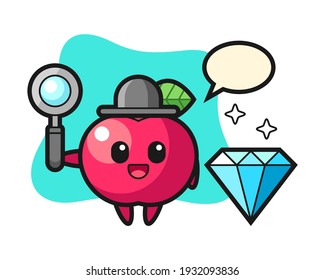 Illustration of apple character with a diamond