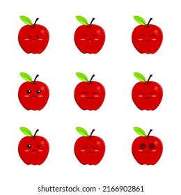 Illustration of Apple Character with Different Expression