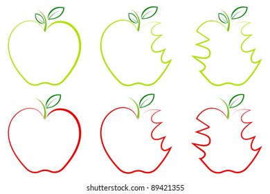 illustration of apple in different shape with line art