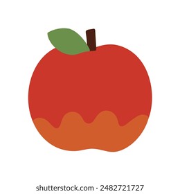 Illustration of apple with fresh leaves and branch