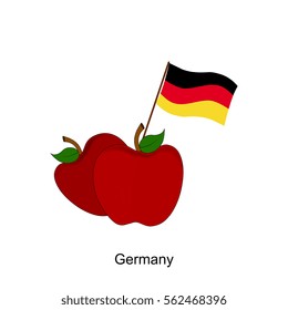 Illustration of Apple, Germany Flag, Apple with Germany Flag