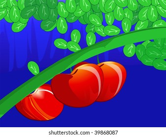 Illustration of apple with  green colour	