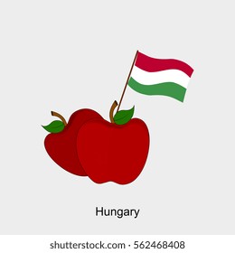Illustration of Apple, Hungary Flag, Apple with Hungary Flag