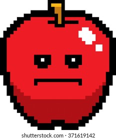 An illustration of an apple looking serious in an 8-bit cartoon style.