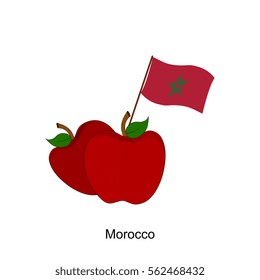Illustration of Apple, Morocco Flag, Apple with Morocco Flag