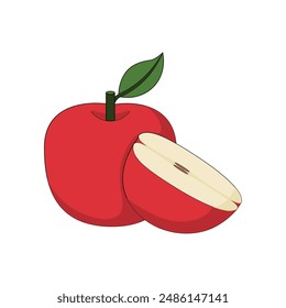 illustration of an apple on a white background.