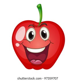 ilustración de una manzana sobre fondo blanco