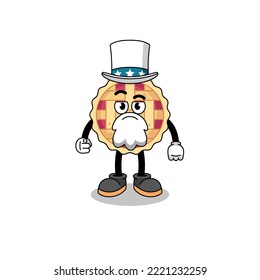 Illustration of apple pie cartoon with i want you gesture , character design