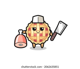 Illustration of apple pie character as a butcher , cute style design for t shirt, sticker, logo element