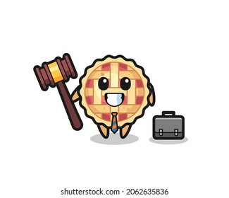 Illustration of apple pie mascot as a lawyer , cute style design for t shirt, sticker, logo element