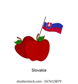 Illustration of Apple, Slovakia Flag, Apple with Slovakia Flag