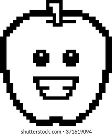 An illustration of an apple smiling in an 8-bit cartoon style.