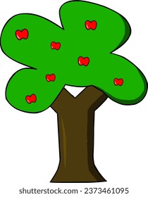 Ilustración de un manzano con fruta densa