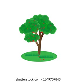 Abbildung eines Apfelbaumdesigns mit grünem Gras darunter