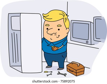 Ilustración de un técnico de equipo en el trabajo