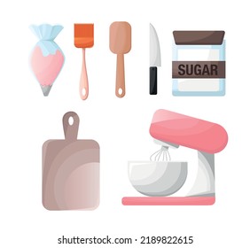 Illustration of appliances for a confectioner.Kitchenware.