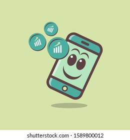 Illustration of applications on mobile phones, infographics, business, economy - vector