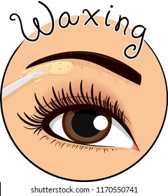 Illustration of Applying Wax Under Eyebrow. Waxing Eyebrow Icon