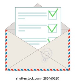 Illustration of approved message on white background
