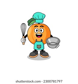 Illustration of apricot as a bakery chef , character design