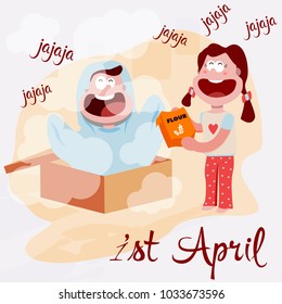 Illustration of April fool's day,first April.