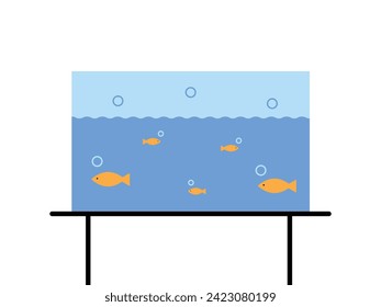 Illustration of aquarium with fish. Flat style. Vector illustration.