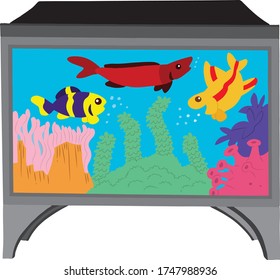  illustration aquarium on white background