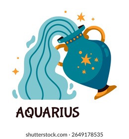 Illustration Of Aquarius Zodiac Sign Design