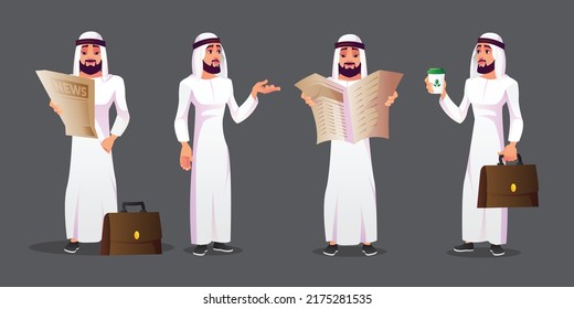 Illustration Of Arab Businessman Character Model Set 