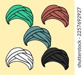 Illustration of an Arabic head cover or hat with a variety of beautiful color choices