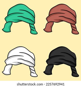 Illustration of an Arabic head cover or hat with a variety of beautiful color choices