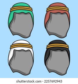 Illustration of an Arabic head cover or hat with a variety of beautiful color choices