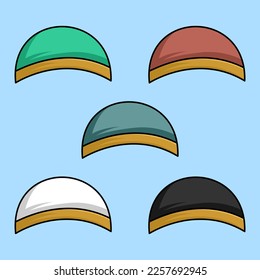 Illustration of an Arabic head cover or hat with a variety of beautiful color choices
