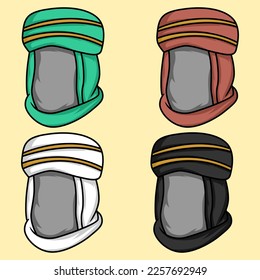 Illustration of an Arabic head cover or hat with a variety of beautiful color choices
